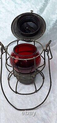 Antique Adlake Kero Railroad Lantern With RR Red Globe 2-45 Canada 1921-23 USA