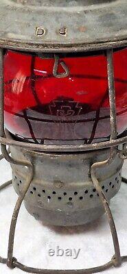 Antique Adlake Kero Railroad Lantern With RR Red Globe 2-45 Canada 1921-23 USA