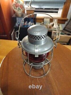 Antique Adlake Kero Red Globe Rail Road Oil Lantern Burlington Route Lamp