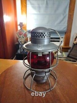 Antique Adlake Kero Red Globe Rail Road Oil Lantern Burlington Route Lamp