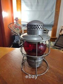 Antique Adlake Kero Red Globe Rail Road Oil Lantern Burlington Route Lamp