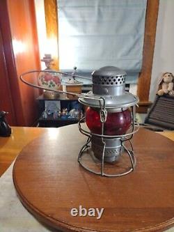 Antique Adlake Kero Red Globe Rail Road Oil Lantern Burlington Route Lamp