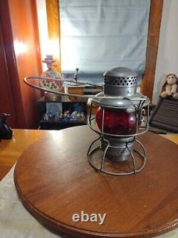 Antique Adlake Kero Red Globe Rail Road Oil Lantern Burlington Route Lamp