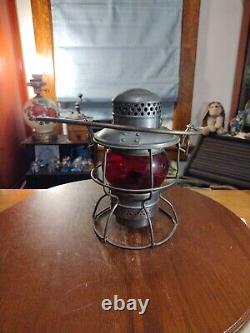 Antique Adlake Kero Red Globe Rail Road Oil Lantern Burlington Route Lamp