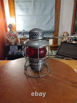 Antique Adlake Kero Red Globe Rail Road Oil Lantern Burlington Route Lamp