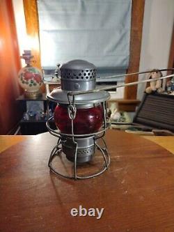 Antique Adlake Kero Red Globe Rail Road Oil Lantern Burlington Route Lamp