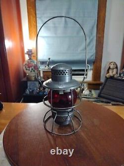 Antique Adlake Kero Red Globe Rail Road Oil Lantern Burlington Route Lamp