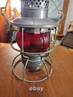 Antique Adlake Kero Red Globe Rail Road Oil Lantern Burlington Route Lamp