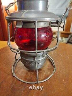 Antique Adlake Kero Red Globe Rail Road Oil Lantern Burlington Route Lamp