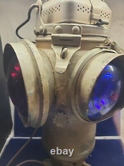 Antique Adlake Kerosene Turned Electric Switch Signal Lamp Railroad Lantern RR