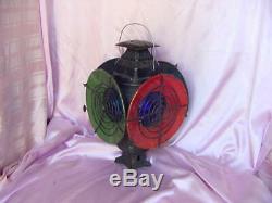 Antique Adlake Non Sweating 4 Way Railroad Switch Lamp Vintage Signal Lantern