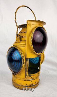 Antique Adlake Non-Sweating Lamp Chicago 4 Way Railroad Caboose Switch Lantern