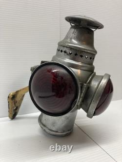 Antique Adlake Non-Sweating Railroad 3 way switch Oil Lamp With Wall Bracket