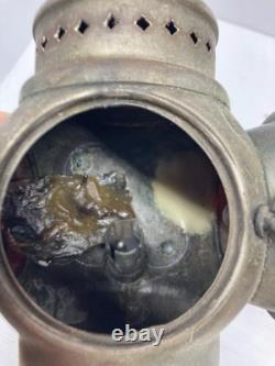 Antique Adlake Non-Sweating Railroad 3 way switch Oil Lamp With Wall Bracket