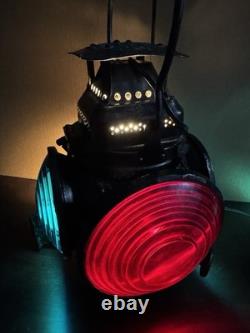 Antique Adlake Non-Sweating Railroad 4 Way Lantern Electric W Cord WithO One Red