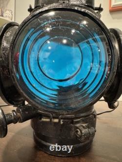 Antique Adlake Non-Sweating Railroad 4 Way Lantern Electric W Cord WithO One Red