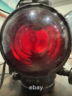 Antique Adlake Non-Sweating Railroad 4 Way Lantern Electric W Cord WithO One Red