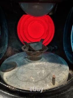 Antique Adlake Non-Sweating Railroad 4 Way Lantern Electric W Cord WithO One Red