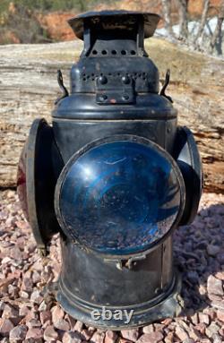 Antique Adlake Non-Sweating Railroad 4 Way Switch Oil Lamp Burlington Railroad