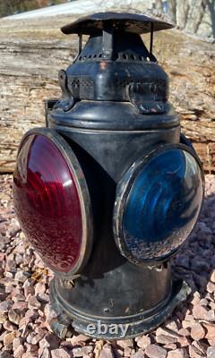 Antique Adlake Non-Sweating Railroad 4 Way Switch Oil Lamp Burlington Railroad