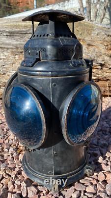 Antique Adlake Non-Sweating Railroad 4 Way Switch Oil Lamp Burlington Railroad