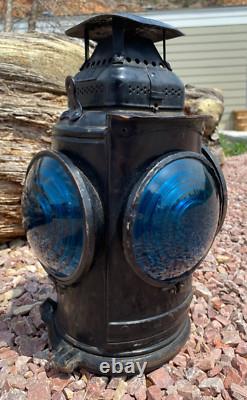 Antique Adlake Non-Sweating Railroad 4 Way Switch Oil Lamp Burlington Railroad