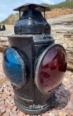 Antique Adlake Non-Sweating Railroad 4 Way Switch Oil Lamp Burlington Railroad