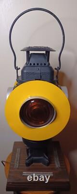 Antique Adlake Non-Sweating Railroad Lantern Chicago with Wooden Base RARE