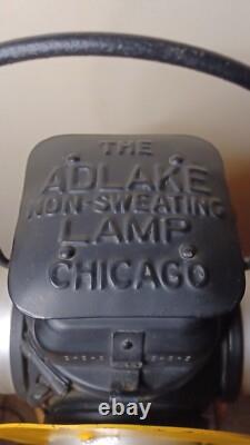 Antique Adlake Non-Sweating Railroad Lantern Chicago with Wooden Base RARE