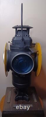 Antique Adlake Non-Sweating Railroad Lantern Chicago with Wooden Base RARE