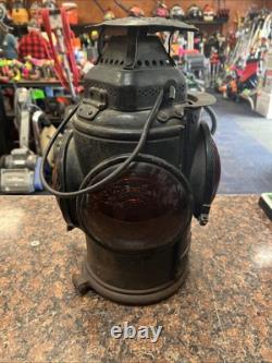 Antique Adlake Non-sweating Red & Amber Lenses Rr Railroad Lamp Lantern Q22