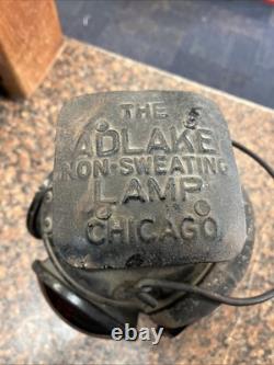 Antique Adlake Non-sweating Red & Amber Lenses Rr Railroad Lamp Lantern Q22