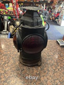 Antique Adlake Non-sweating Red & Amber Lenses Rr Railroad Lamp Lantern Q22