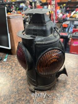 Antique Adlake Non-sweating Red & Amber Lenses Rr Railroad Lamp Lantern Q22