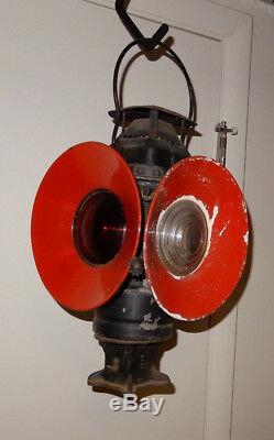 Antique Adlake Railroad 4 Lens Non Sweating Switch Lantern Lamp Excellent