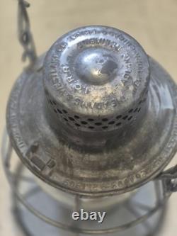 Antique Adlake Reliable ICRR Railroad Railway Lantern Embossed Globe
