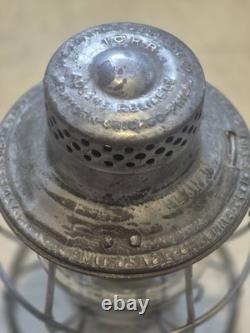 Antique Adlake Reliable ICRR Railroad Railway Lantern Embossed Globe