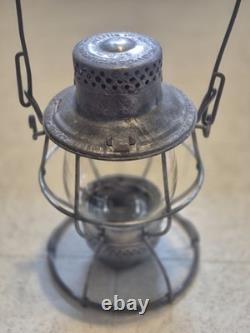 Antique Adlake Reliable ICRR Railroad Railway Lantern Embossed Globe