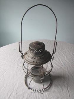 Antique Adlake Reliable Maine Central MCRR kerosene railroad lantern cast globe