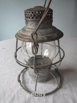 Antique Adlake Reliable Maine Central MCRR kerosene railroad lantern cast globe