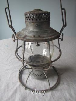 Antique Adlake Reliable Maine Central MCRR kerosene railroad lantern cast globe