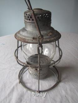 Antique Adlake Reliable Maine Central MCRR kerosene railroad lantern cast globe