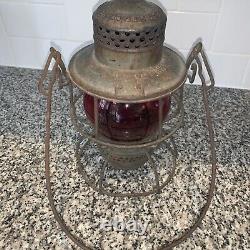 Antique Armspear Manufacturing Co 1925 New York Railroad Lantern Red Globe