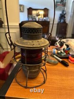 Antique Armspear Manufacturing Co 1925 New York Railroad Lantern Stamped Red