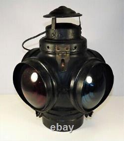 Antique Armspear Mfg Co Railroad Switch Lantern 4 Lens COMPLETE! D. 1919 w Burner