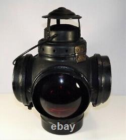 Antique Armspear Mfg Co Railroad Switch Lantern 4 Lens COMPLETE! D. 1919 w Burner