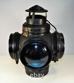 Antique Armspear Mfg Co Railroad Switch Lantern 4 Lens COMPLETE! D. 1919 w Burner