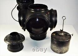 Antique Armspear Mfg Co Railroad Switch Lantern 4 Lens COMPLETE! D. 1919 w Burner