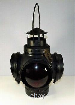 Antique Armspear Mfg Co Railroad Switch Lantern 4 Lens COMPLETE! D. 1919 w Burner