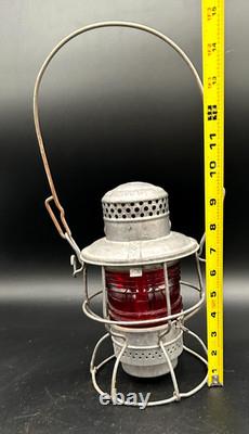 Antique Armspear RPR NY Railroad Red Globe Caged Kerosene Lantern 1925 NICE